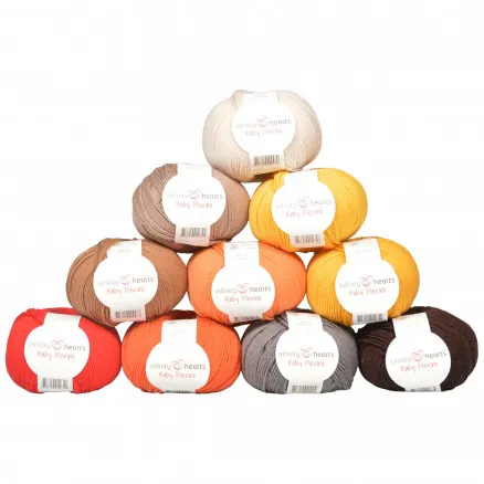 Infinity Hearts Baby Merino Garnpaket 13 Bruna och Orange nyanser - 10 s - Infinity Hearts Baby Merino Garnpaket 13 Grå och Bruna nyanser