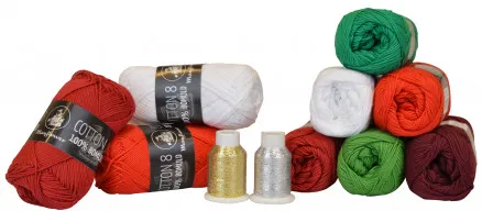 Mayflower Cotton 8/4 Garnpaket Jul 6 färger + 2 Glitter - 11 st - Mayflower Cotton 8/4 Garnpaket Jul 9 färger + 2 Glitter - 11 st