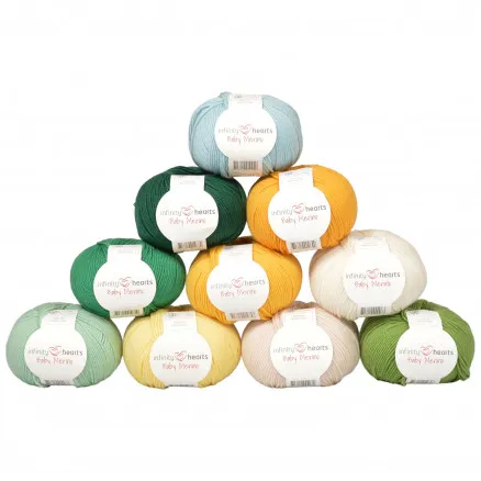 Infinity Hearts Baby Merino Garnpaket 14 Gröna och Gula nyanser - 10 st - Infinity Hearts Baby Merino Garnpaket 14 Gröna och Gula nyanser
