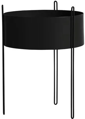 Woud Pidestall Stor Svart Kruka