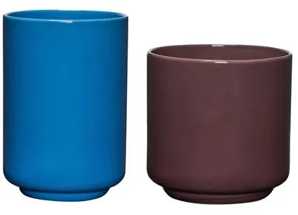Hübsch Deux Potte Set om 2 Rödbrun/Blå