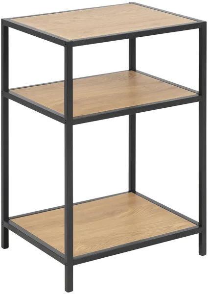 ACT NORDIC Seaford nattduksbord - natur/svart papper vild-ek/metall, med 2 hyllor