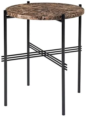 GUBI TS Sidobord Rundt Ø40 Svart/Brun Emperador Marmor