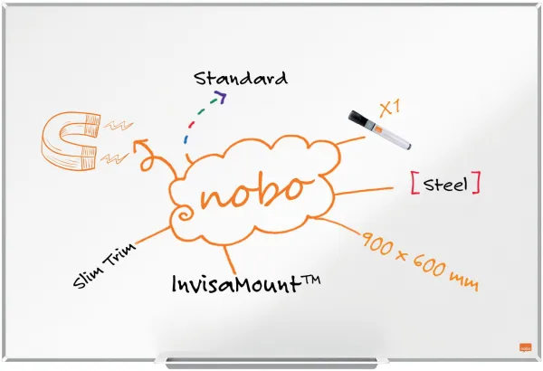 Nobo Impression Pro stålwhiteboard 90x60cm vit